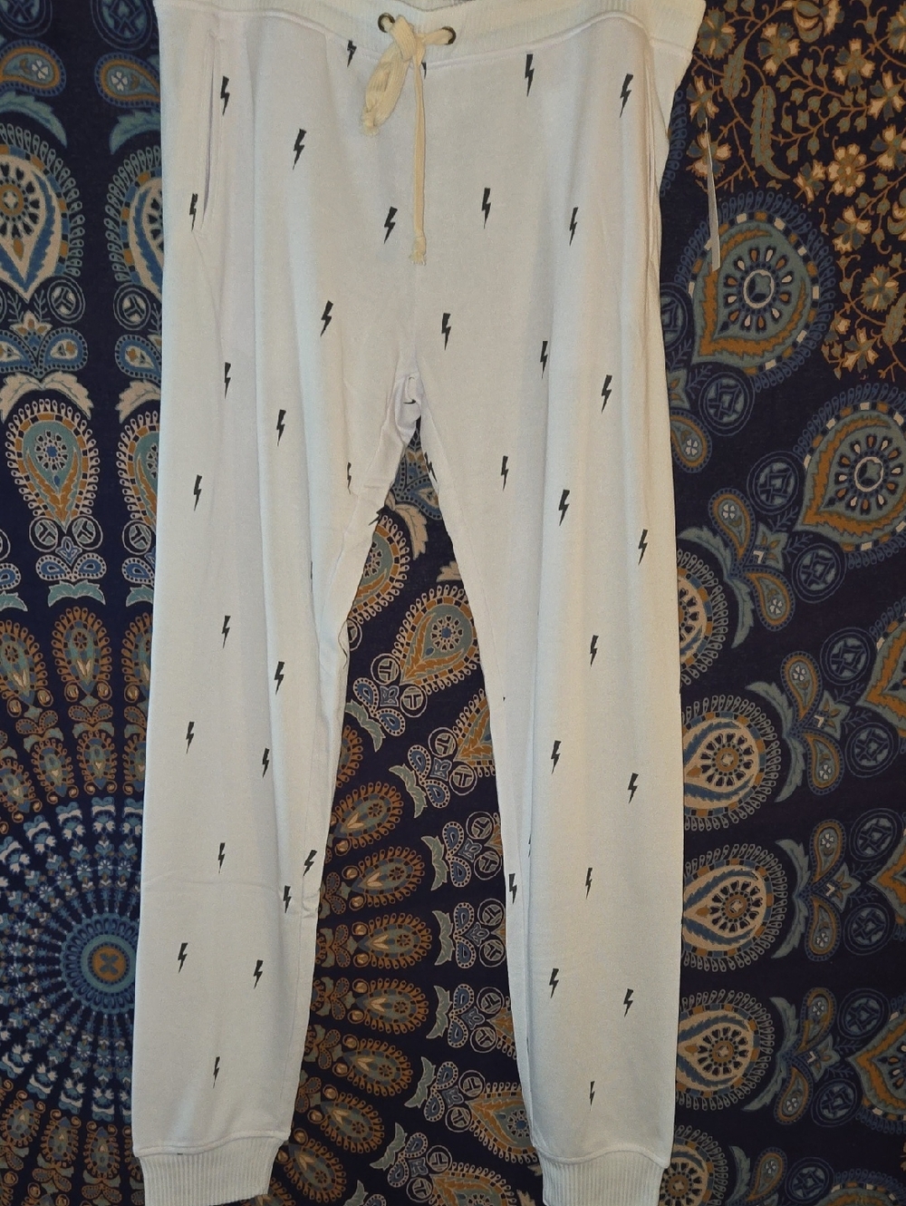 White Lightning Bolt Joggers Size Large